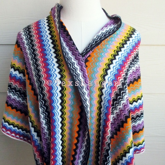 NWT Missoni Wool Chevron Pattern Multicolor Scarf - Picture 7 of 9